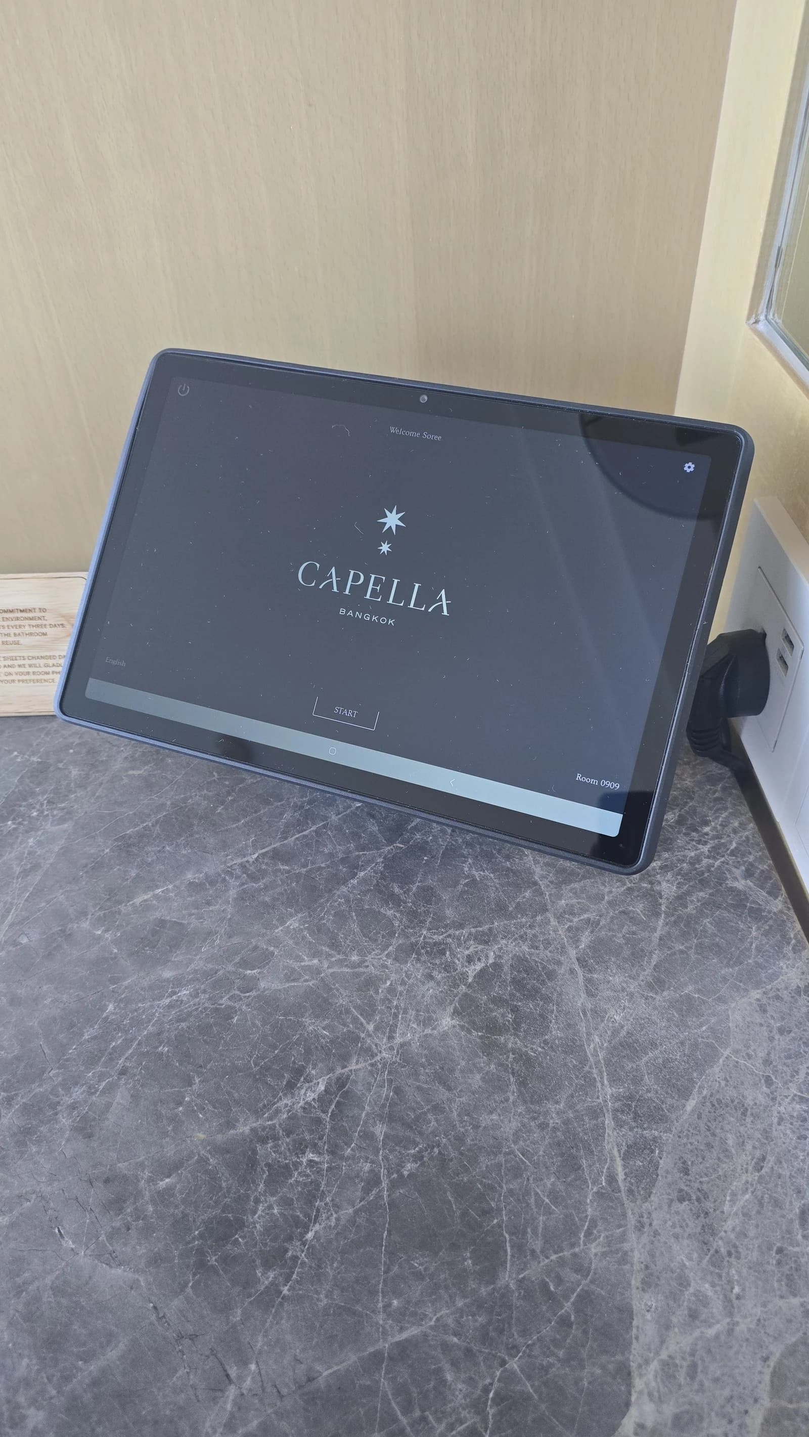 In-room tablet control at Capella Bangkok